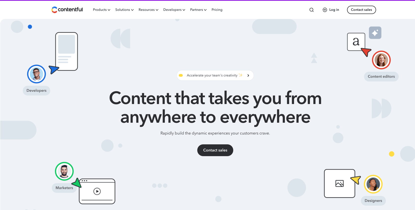 Screenshot Contentful's homepage