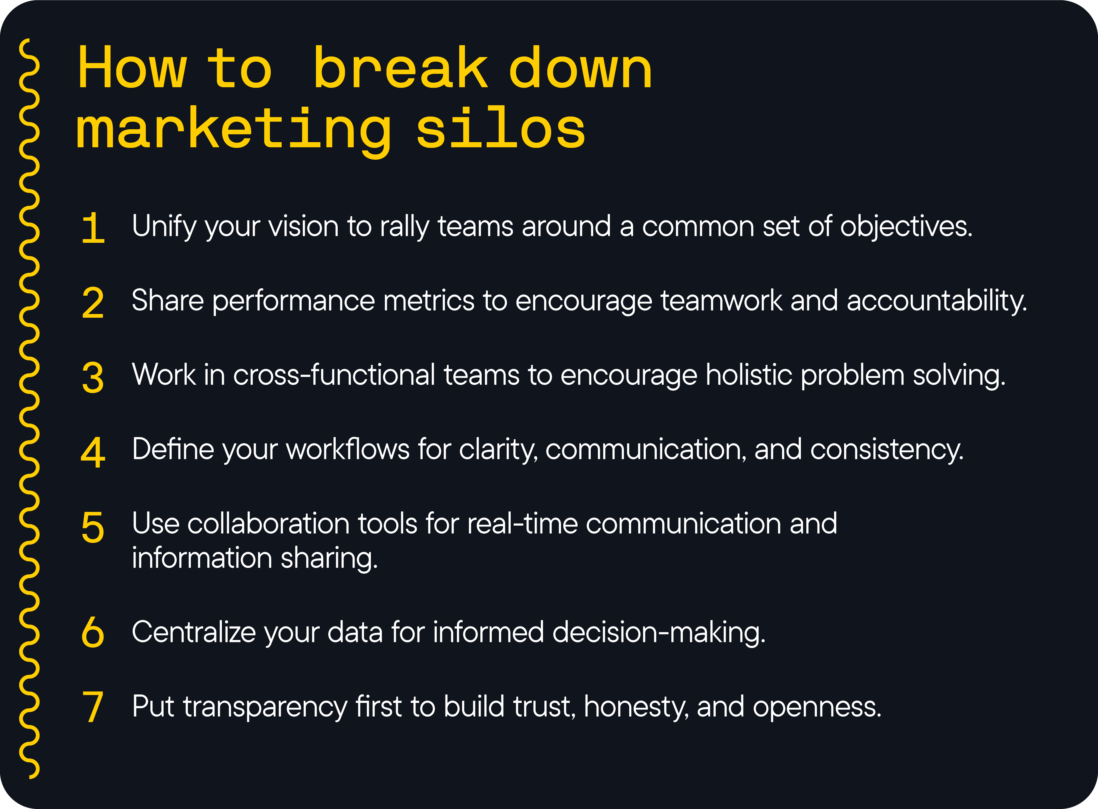 Step by step on how to break down marketing team silos